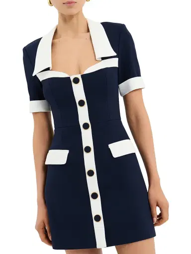 Rebecca Vallance Women's Ula Crepe Minidress - Navy | Thumbnail 4