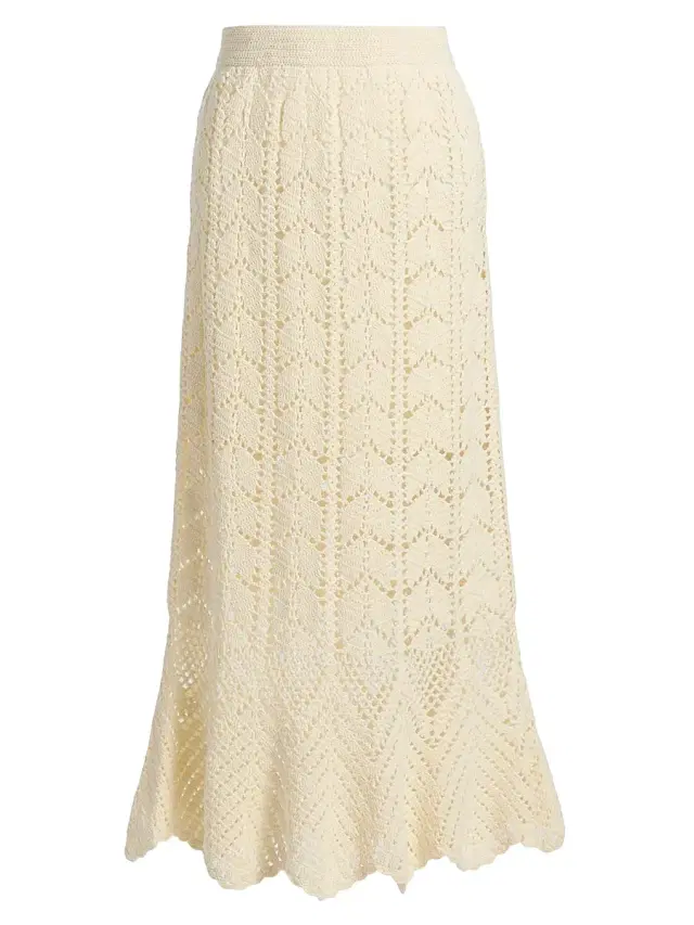 Zimmermann Women's Awaken Lace Crochet Cotton Midi-Skirt - Cream