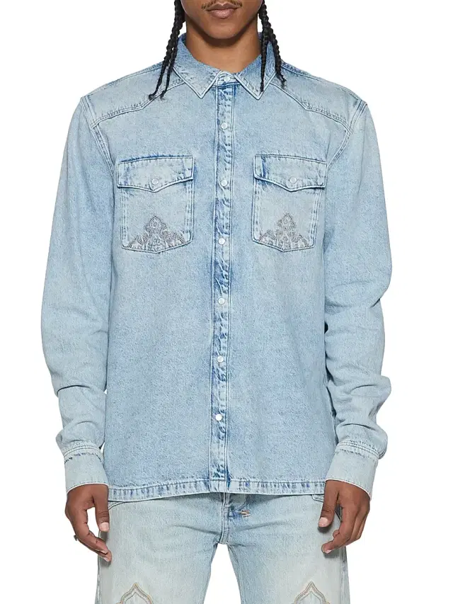 Ksubi Men's Whiplash Western-Style Denim Button-Front Shirt - Denim
