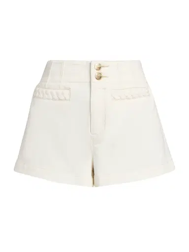Zimmermann Women's Roselight Braided Detail Denim Shorts | Thumbnail 1 Zimmermann Women's Roselight Braided Detail Denim Shorts | Thumbnail 1