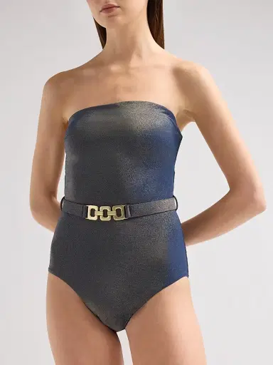 Zimmermann Women's Aster Metallic Belted One-Piece Swimsuit - Metallic Gun Metal - Size 8 | Thumbnail 5 Zimmermann Women's Aster Metallic Belted One-Piece Swimsuit - Metallic Gun Metal - Size 8 | Thumbnail 5