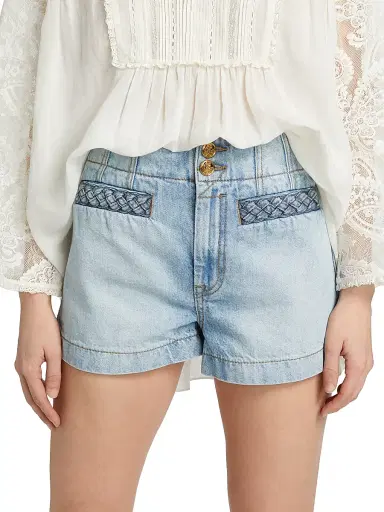 Zimmermann Women's Lucky Washed Denim Shorts | Thumbnail 3 Zimmermann Women's Lucky Washed Denim Shorts | Thumbnail 3