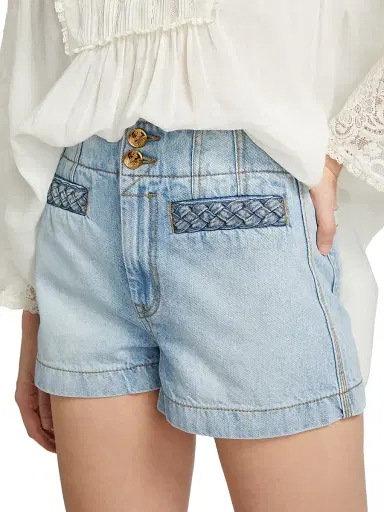 Zimmermann Women's Lucky Washed Denim Shorts | Thumbnail 6 Zimmermann Women's Lucky Washed Denim Shorts | Thumbnail 6