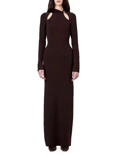 Nicholas the Label Women's Ellie Cut-Out Ribbed Maxi Dress - Cacao | Thumbnail 2