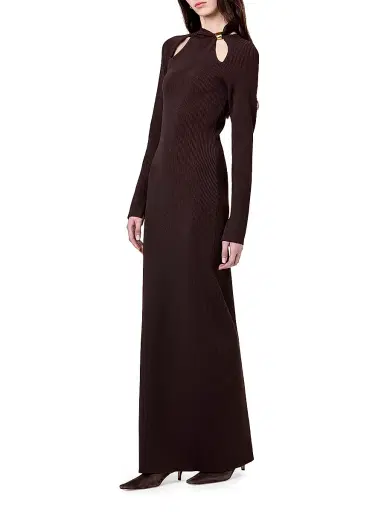 Nicholas the Label Women's Ellie Cut-Out Ribbed Maxi Dress - Cacao | Thumbnail 3