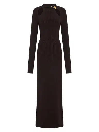 Nicholas the Label Women's Ellie Cut-Out Ribbed Maxi Dress - Cacao | Thumbnail 1