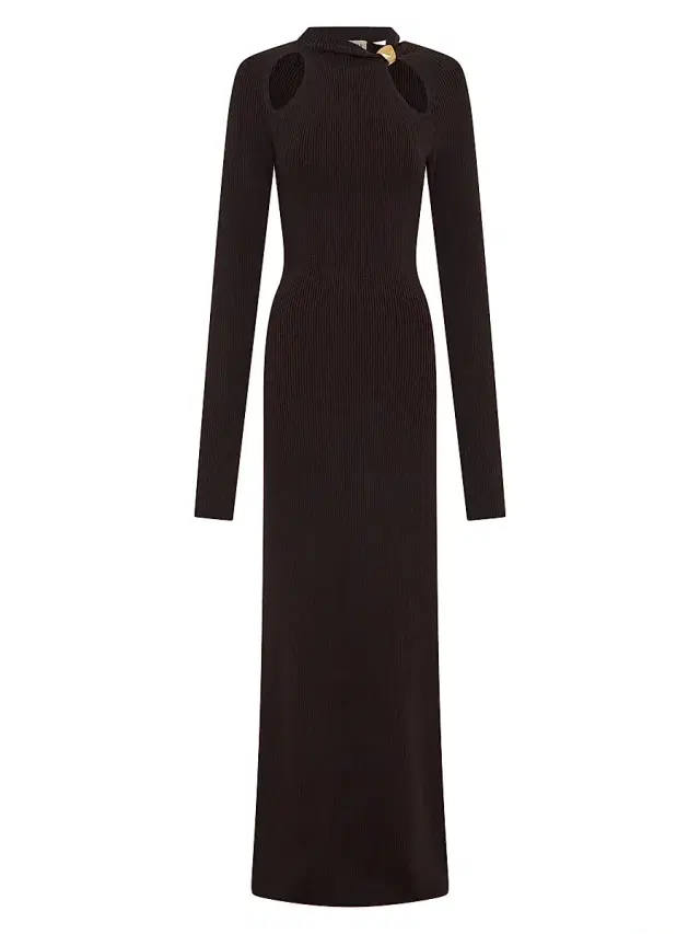 Nicholas the Label Women's Ellie Cut-Out Ribbed Maxi Dress - Cacao