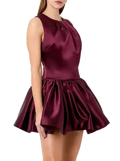 NICHOLAS Women's Karina Satin Minidress - Blackberry | Thumbnail 4
