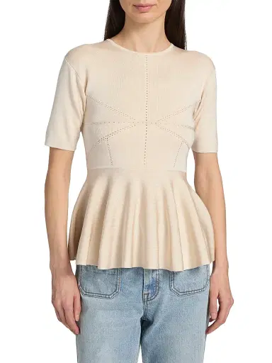 Zimmermann Women's Luna Peplum Top - Cream | Thumbnail 3 Zimmermann Women's Luna Peplum Top - Cream | Thumbnail 3