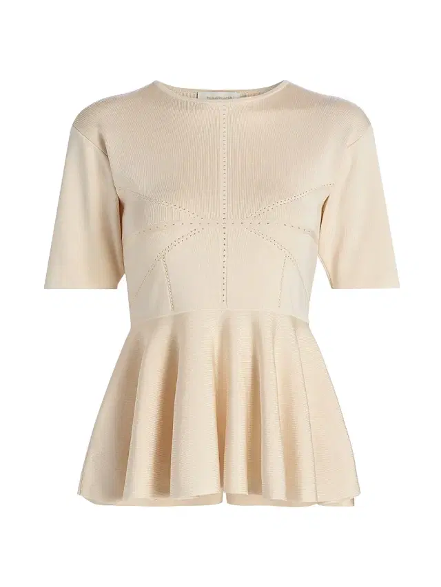 Zimmermann Women's Luna Peplum Top - Cream