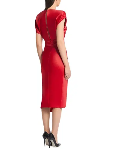 Zhivago Women's Bond Satin Pleated Asymmetric Midi-Dress - Cherry | Thumbnail 7 Zhivago Women's Bond Satin Pleated Asymmetric Midi-Dress - Cherry | Thumbnail 7