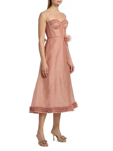 Zimmermann Women's Luna Floral Ruffle Linen-Silk Midi-Dress - Peony - Size 8 | Thumbnail 4 Zimmermann Women's Luna Floral Ruffle Linen-Silk Midi-Dress - Peony - Size 8 | Thumbnail 4