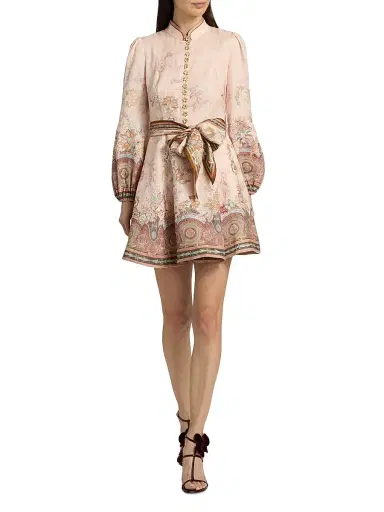 Zimmermann Women's Alchemy Button-Front Linen Minidress - Pink Paisley | Thumbnail 2