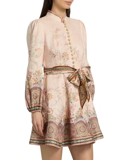 Zimmermann Women's Alchemy Button-Front Linen Minidress - Pink Paisley | Thumbnail 4