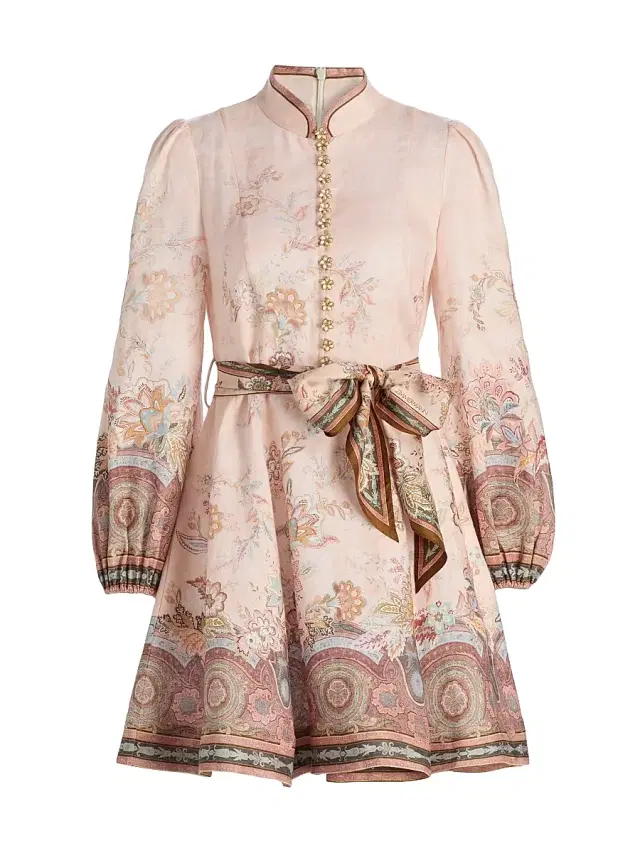 Zimmermann Women's Alchemy Button-Front Linen Minidress - Pink Paisley