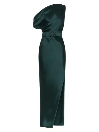 NICHOLAS Women's Eartha One-Shoulder Satin Maxi Dress - Alpine | Thumbnail 1