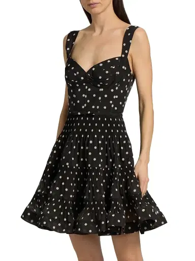 Zimmermann Women's Belted Tiered Sleeveless Fit & Flare Minidress - Black Dot | Thumbnail 3 Zimmermann Women's Belted Tiered Sleeveless Fit & Flare Minidress - Black Dot | Thumbnail 3