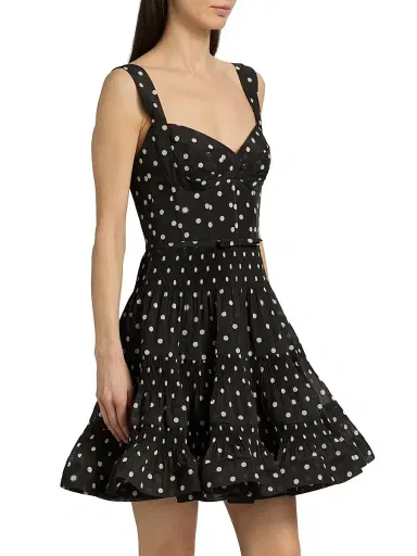 Zimmermann Women's Belted Tiered Sleeveless Fit & Flare Minidress - Black Dot | Thumbnail 4 Zimmermann Women's Belted Tiered Sleeveless Fit & Flare Minidress - Black Dot | Thumbnail 4