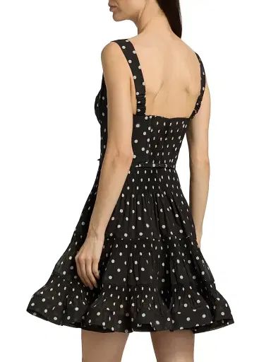 Zimmermann Women's Belted Tiered Sleeveless Fit & Flare Minidress - Black Dot | Thumbnail 5 Zimmermann Women's Belted Tiered Sleeveless Fit & Flare Minidress - Black Dot | Thumbnail 5