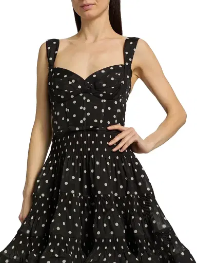 Zimmermann Women's Belted Tiered Sleeveless Fit & Flare Minidress - Black Dot | Thumbnail 6 Zimmermann Women's Belted Tiered Sleeveless Fit & Flare Minidress - Black Dot | Thumbnail 6