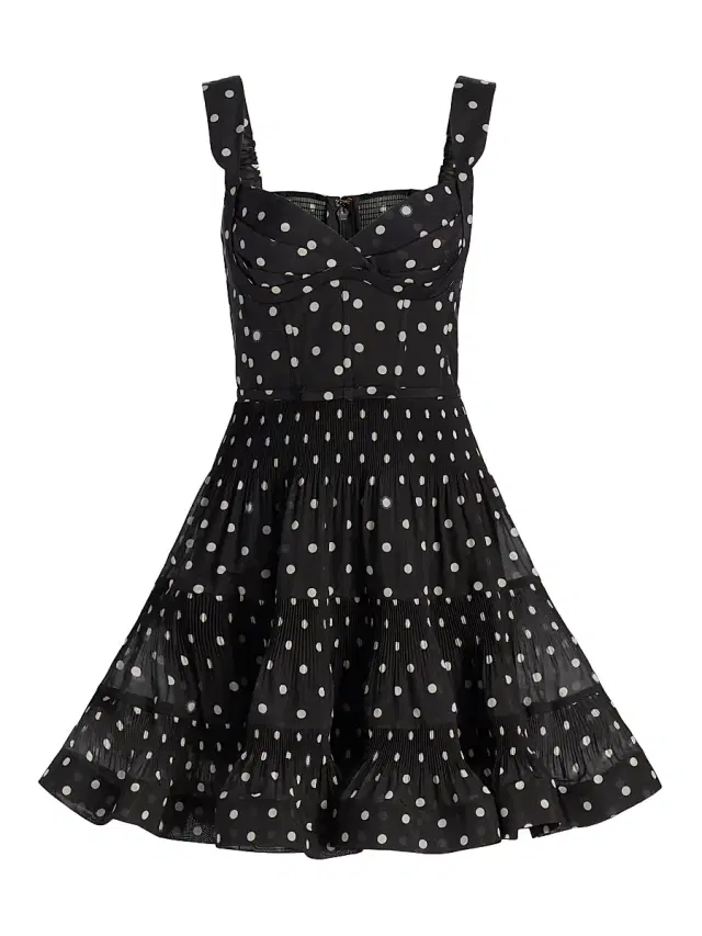Zimmermann Women's Belted Tiered Sleeveless Fit & Flare Minidress - Black Dot