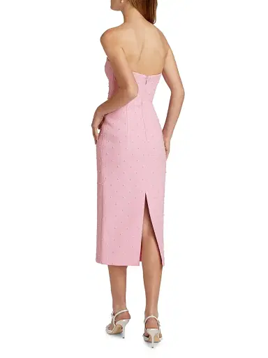 Rebecca Vallance Women's Veronica Pearl Bow Strapless Midi-Dress - Pink | Thumbnail 5
