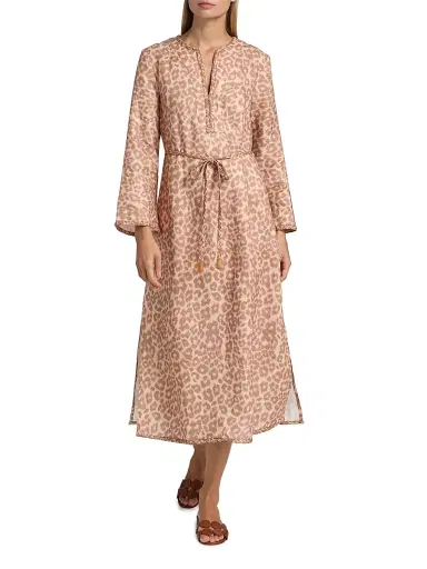 Zimmermann Women's Awaken Leopard-Print Linen Midi-Dress - Tan Leopard | Thumbnail 2 Zimmermann Women's Awaken Leopard-Print Linen Midi-Dress - Tan Leopard | Thumbnail 2