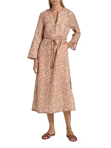 Zimmermann Women's Awaken Leopard-Print Linen Midi-Dress - Tan Leopard | Thumbnail 3 Zimmermann Women's Awaken Leopard-Print Linen Midi-Dress - Tan Leopard | Thumbnail 3