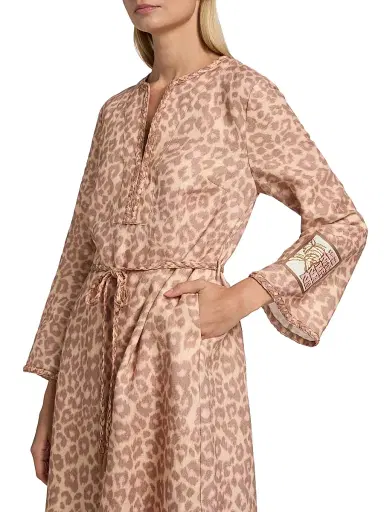Zimmermann Women's Awaken Leopard-Print Linen Midi-Dress - Tan Leopard | Thumbnail 6 Zimmermann Women's Awaken Leopard-Print Linen Midi-Dress - Tan Leopard | Thumbnail 6