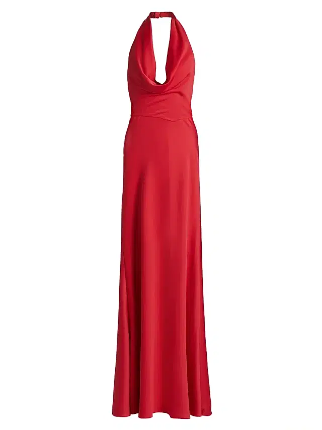 Halston Women's Marcheline Crêpe Halterneck Gown - Sangria
