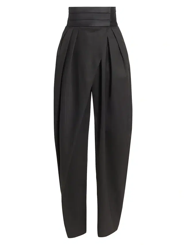 ALAIA Women's Tux Wool Barrel-Leg Pants - Noir Alaia