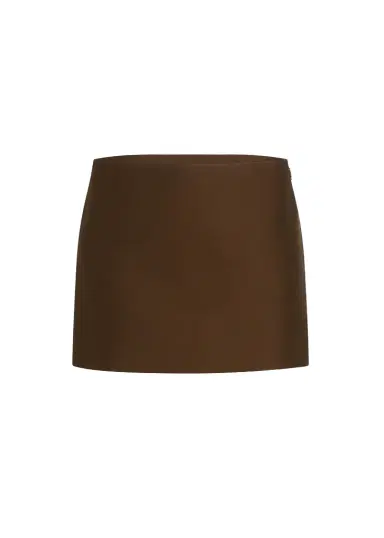 Khaite Jett Skirt In Dark Olive Wool Silk | Thumbnail 1