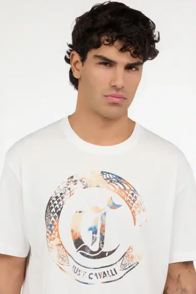 Roberto Cavalli White T-Shirt with JC Monogram and Logo | Thumbnail 5