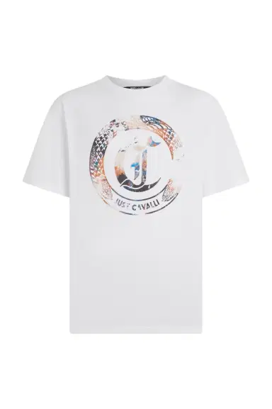Roberto Cavalli White T-Shirt with JC Monogram and Logo | Thumbnail 1