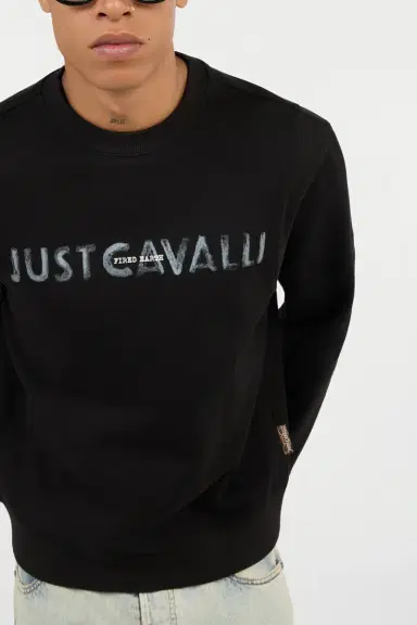 Roberto Cavalli Black Just Cavalli Logo Sweatshirt | Thumbnail 5