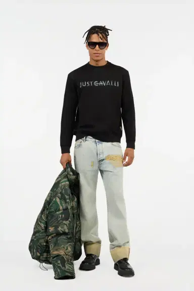 Roberto Cavalli Black Just Cavalli Logo Sweatshirt | Thumbnail 7