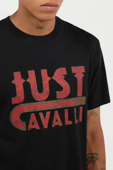 Roberto Cavalli Black T-Shirt With Just Cavalli Logo | Thumbnail 4