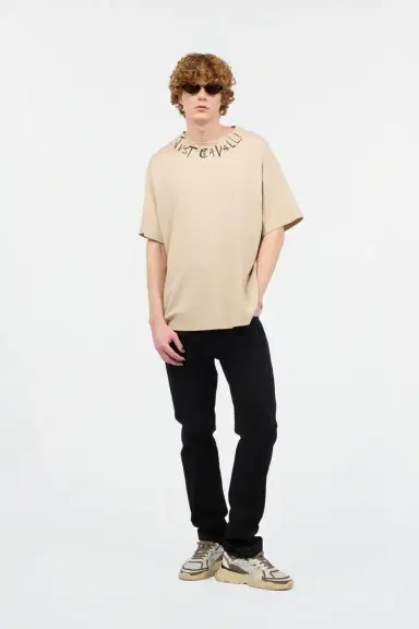 Roberto Cavalli Distressed Crew-Neck T-Shirt With Logo | Thumbnail 6