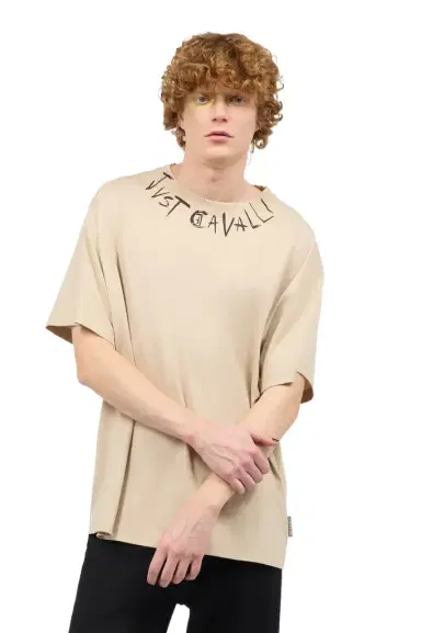 Roberto Cavalli Distressed Crew-Neck T-Shirt With Logo | Thumbnail 1