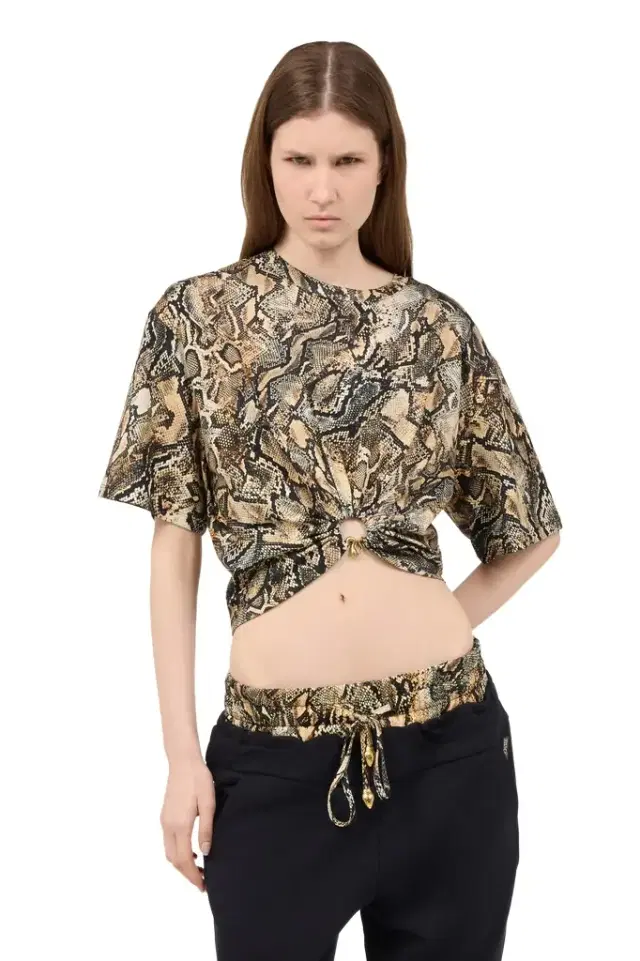 Roberto Cavalli Crop Top With Python Print