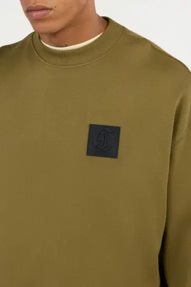 Roberto Cavalli Military Green Sweatshirt With Logo Patch | Thumbnail 4