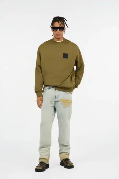 Roberto Cavalli Military Green Sweatshirt With Logo Patch | Thumbnail 6