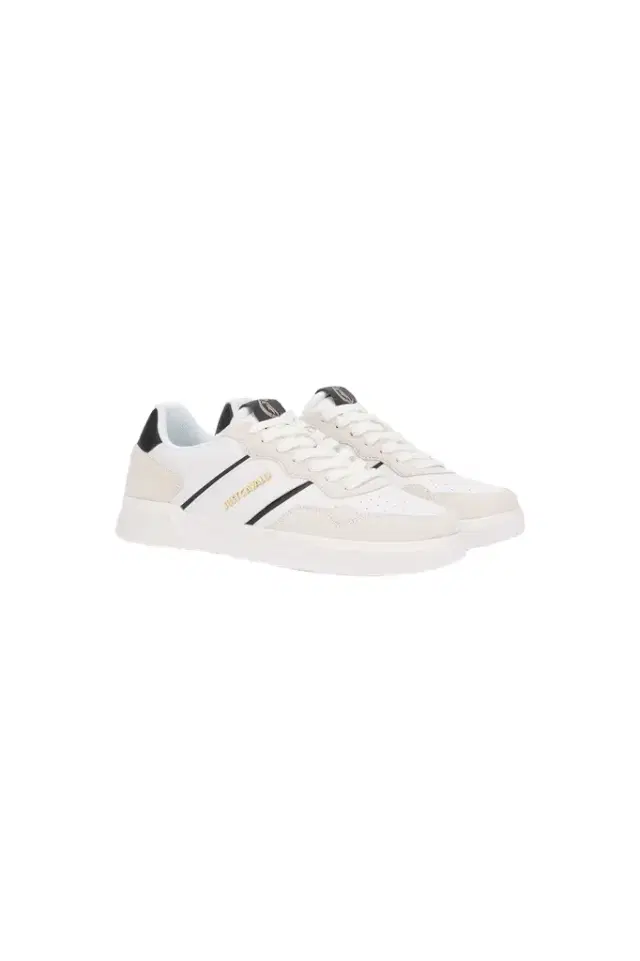 Roberto Cavalli White Leather Sneakers With Suede Inserts