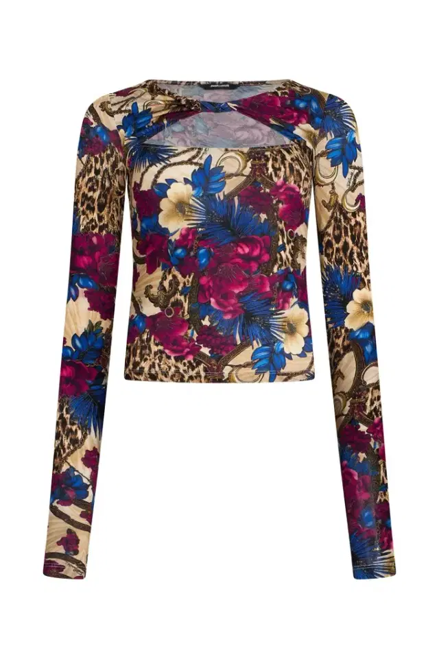 Roberto Cavalli Flower Leopard Print T-Shirt