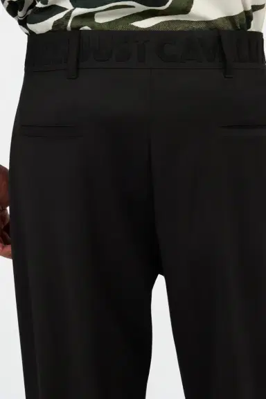 Roberto Cavalli Black Wide Leg Trousers with Logo | Thumbnail 5