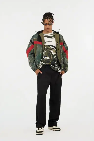 Roberto Cavalli Black Wide Leg Trousers with Logo | Thumbnail 6