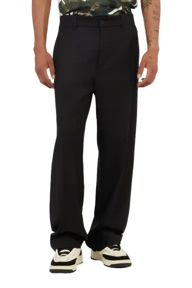 Roberto Cavalli Black Wide Leg Trousers with Logo | Thumbnail 1