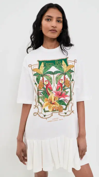 Farm Rio Tropical Royalty Mini Dress Off-White L | Thumbnail 2 Farm Rio Tropical Royalty Mini Dress Off-White L | Thumbnail 2