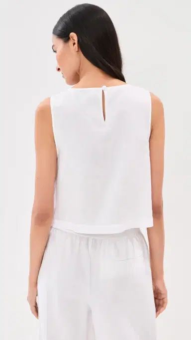 LE BOP Margot Linen Cropped Blouse White M | Thumbnail 4