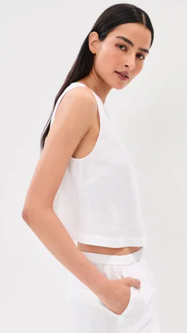 LE BOP Margot Linen Cropped Blouse White M | Thumbnail 5